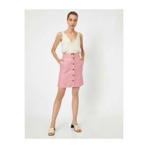 Koton Belted Front Buttoned Mini Skirt