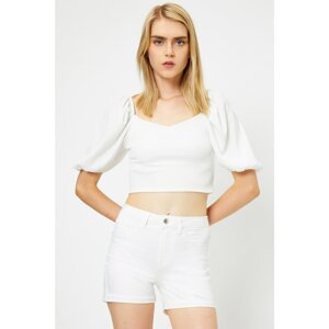 Koton Women's White Pocket Detailed Jean Shorts
