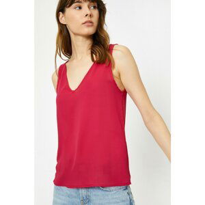 Koton Women's Claret Red V-Neck Blouse