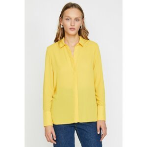 Koton Women Yellow Classic Collar Long Sleeve Shirt