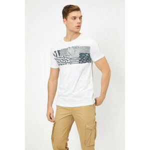 Koton Men's White Patterned T-Shirt