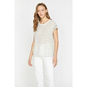 Koton Women Khaki & White Striped T-shirt