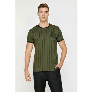 Koton Men's Green Striped T-Shirt