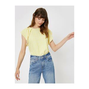 Koton Women's Yellow Short Sleeve Polka Dot Blouse