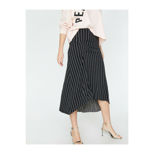 Koton Women Black Normal Waist Midi Striped Skirt