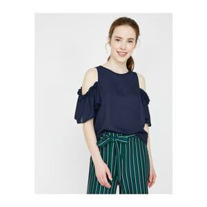 Koton Women Navy Blue Ruffle Detailed Blouse