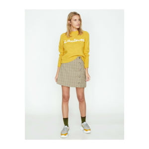 Koton Women Yellow Plaid Skirt