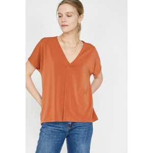 Koton Front Stitch Detail V-Neck Standard Fit T-Shirt