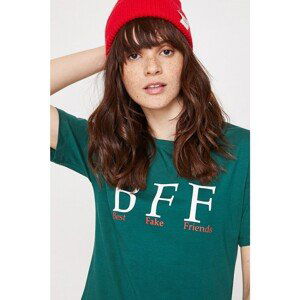 Koton Women's Green Letter Printed T-Shirt