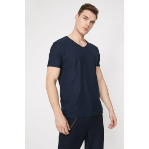 Koton Men's Navy V-Neck Short Sleeve Relaxed Fit T-Shirt