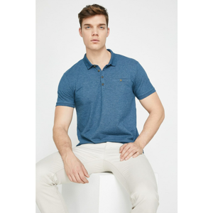 Koton Men's Navy Blue Short Sleeve Button Detailed Polo Neck T-Shirt