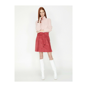 Koton Women's Pink Velvet Mini Skirt