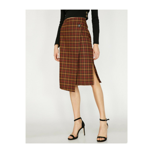 Koton Women Brown Plaid Skirt