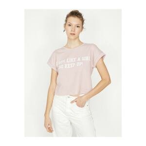 Koton Women's Pink Letter Printed T-Shirt