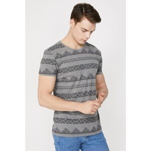 Koton Men's Gray Crew Neck Short Sleeve T-Shirt