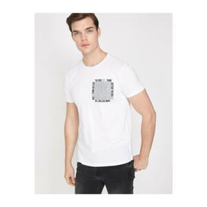 Koton Men's White Crew Neck Short Sleeve T-Shirt