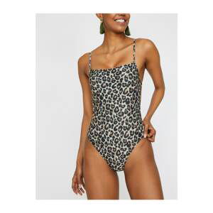 Koton Women's Black Leopard Print Swimsuit