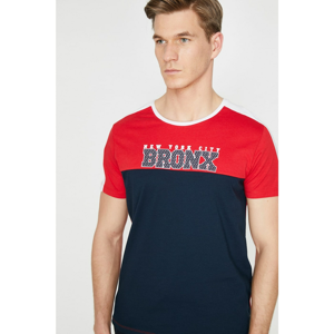Koton Men's Red Crew Neck Short Sleeve T-Shirt