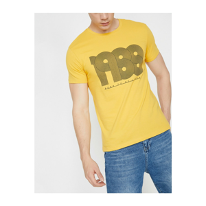 Koton Men's Yellow Letter Printed T-Shirt