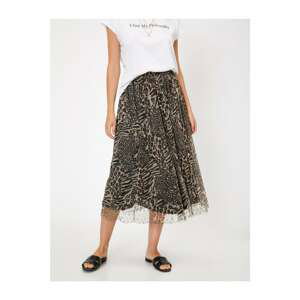 Koton Women Ecru Normal Waist Relaxed Cut Midi Skirt