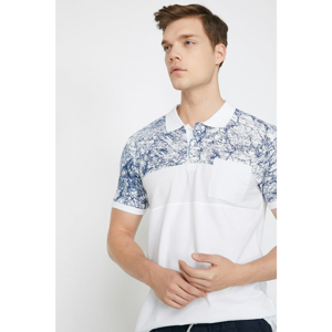 Koton Men's White Polo Neck Short Sleeve Pocket Detailed T-Shirt