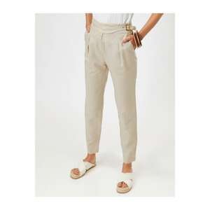 Koton Women Brown Normal Waist Pocket Detailed Belt Detailed Trousers
