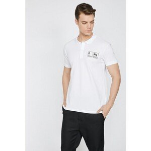 Koton Men's White Polo Neck Short Sleeve T-Shirt