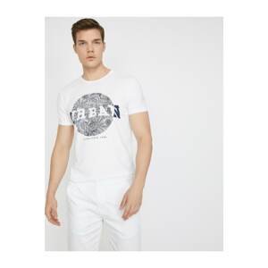 Koton Men's White Printed Printed T-Shirt