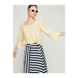 Koton Women Yellow White Striped Blouse