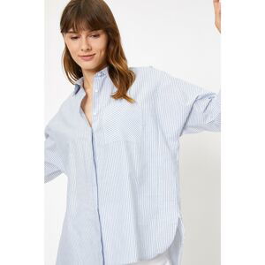 Koton Women's Navy Blue Striped Shirt