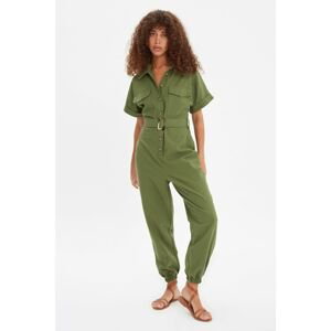 Trendyol Green Belted Buttoned Overalls