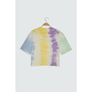 Trendyol Multi Color Batik Pattern Printed Loose Crop Knitted T-Shirt