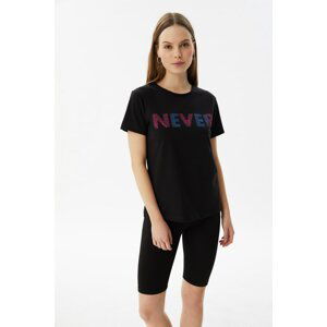 Trendyol Black Printed Basic Knitted T-Shirt