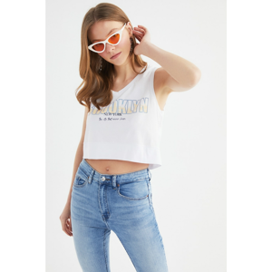 Trendyol White Crop Knit T-Shirt