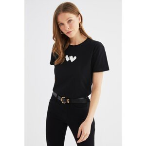 Trendyol Black Semi-Fitted Knitted Crew Neck T-Shirt
