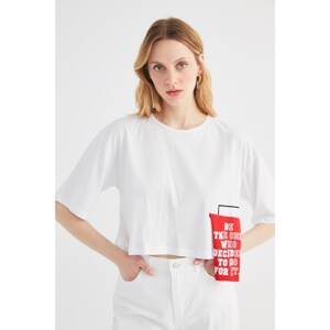 Trendyol White Crop Knit T-Shirt