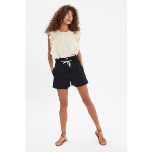 Trendyol Black Waistband Detailed Denim Shorts