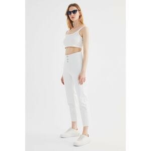 Trendyol White Front Button Detailed High Waist Mom Jeans