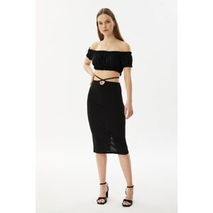 Trendyol Black Waist Detailed Knitted Skirt