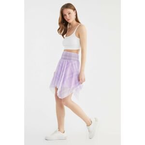Trendyol Purple Printed Tulle Knit Skirt
