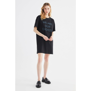 Trendyol Black Printed T-shirt Knitted Dress