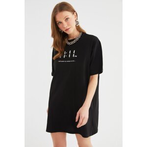 Trendyol Black Printed Knitted Tshirt Dress