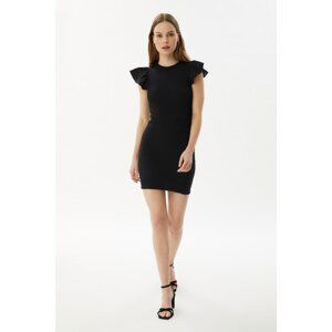 Trendyol Black Ruffle Detail Knitted Dress