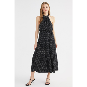 Trendyol Black Belted Polka Dot Dress