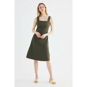 Trendyol Khaki Square Neck Midi Knitted Dress