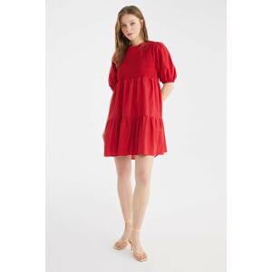 Trendyol Burgundy Gimped Detailed Dress