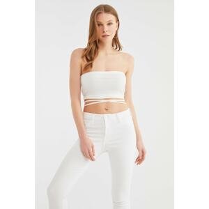 Trendyol Ecru Lacing Detailed Strapless Knitted Blouse