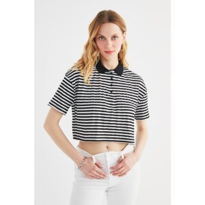 Trendyol Black Striped Polo Neck Knitted Blouse