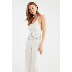 Trendyol White Embroidered Blouse