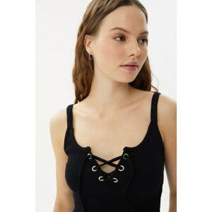 Trendyol Black Tie Detail Knitted Blouse Blouse